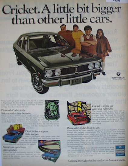 Chrysler Cricket Car 1971 Ad