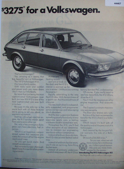 Volkswagen 412 Car 1972 Ad