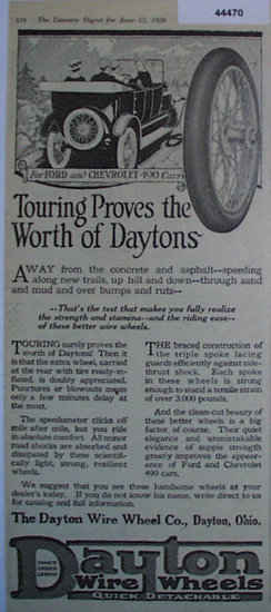 Dayton Wire Wheels 1920 Ad