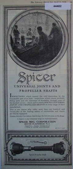 Spicer Universal Joints 1920 Ad