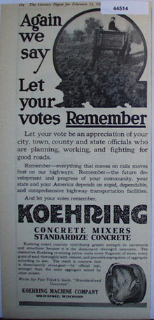 Koehring Concrete Mixers 1920 Ad