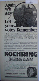 Koehring Concrete Mixers 1920 Ad