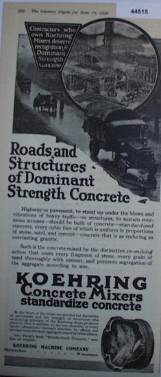 Cohering Concrete Mixers 1920 Ad