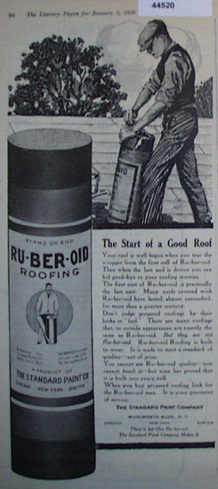 Ru-Ber-Oid Roofing 1920 Ad.
