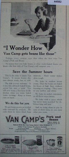 Van Camps Pork And Beans 1920 Ad