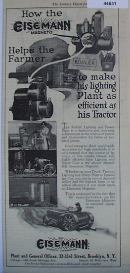 Eisemann Magneto Corp. 1920 Ad.