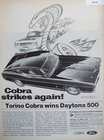 Ford Cobra 1969 Ad.