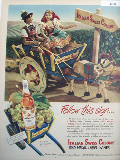 Italian Swiss Colony Wines 1949 Ad.