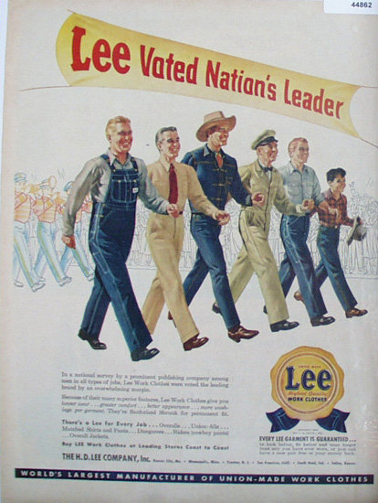 Lee Highest Quality Work Clothes 1948 Ad.