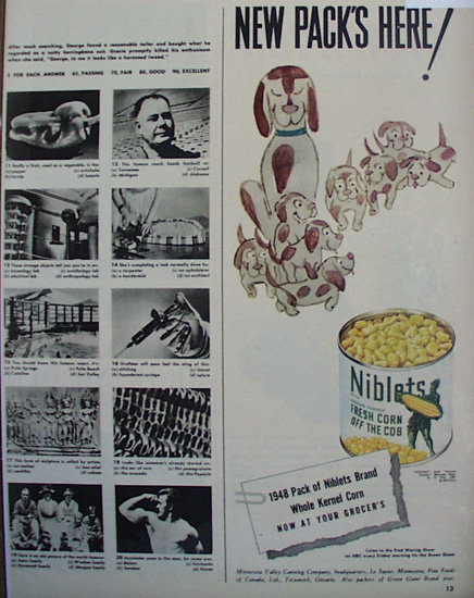 Niblets Fresh Corn Off The Cob 1948 Ad