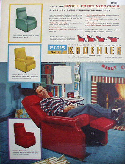 Kroehler Relaxer Chair 1956 Ad.
