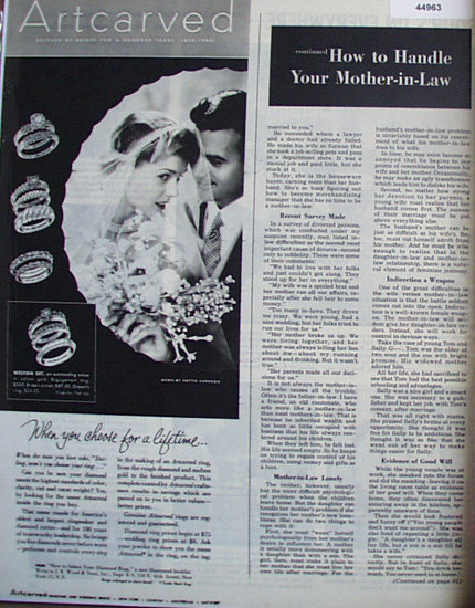 Art Carved Rings By Wood 1949 Ad