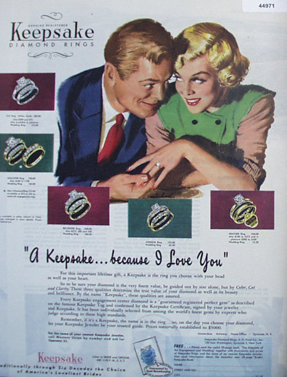 Keepsake Diamond Rings 1949 Ad.
