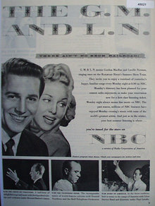N.B.C. A Service Of Radio Corporation Of America 1950 Ad.
