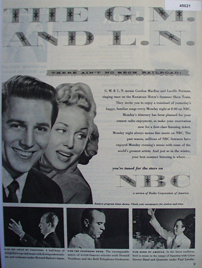 N.B.C. A Service Of Radio Corporation Of America 1950 Ad.