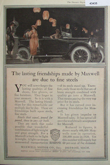 Maxwell Motor Co. 1920 Ad