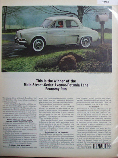 Renault Dauphine Car 1963 Ad