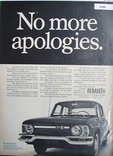 Renault 10 Car 1967 Ad