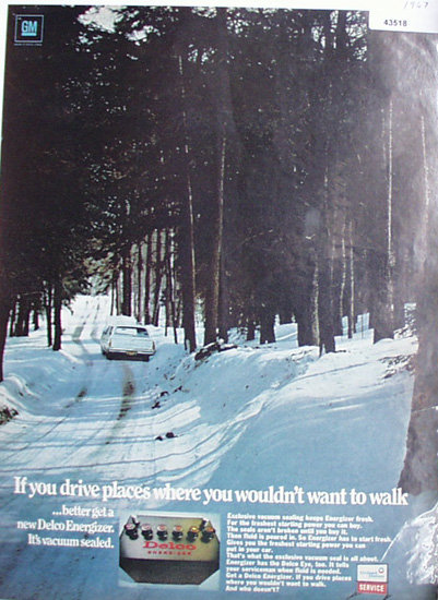 Delco Energizer Battery 1967 Ad