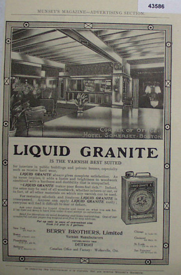 Berry Brothers Liquid Granite Varnish 1907 To 1912 Ad
