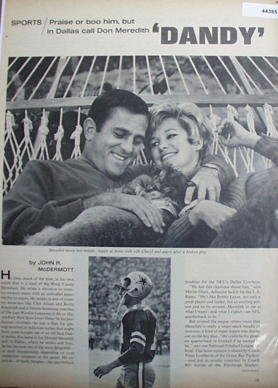 Sports Don Meredith Dandy 1967 Article.
