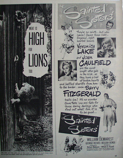 Movie Sainted Sisters 1948 Ad.