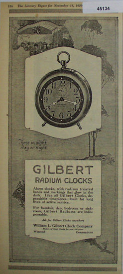 Gilbert Radium Clock 1920 Ad