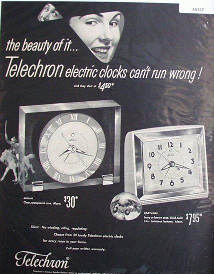 Telechron Clocks 1950 Ad.