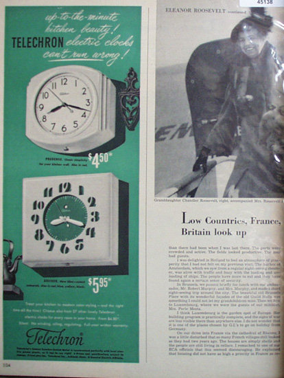 Telechron Electric Clocks 1950 Ad