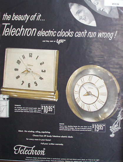 Telechron Electric Clocks 1950 Ad