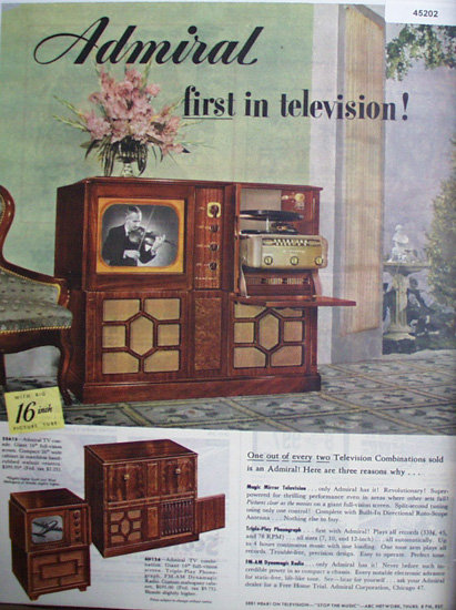 Admiral Television Combination 1949 Ad