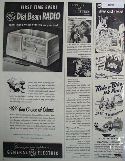 General Electric Dial Beam Radio 1950 Ad.