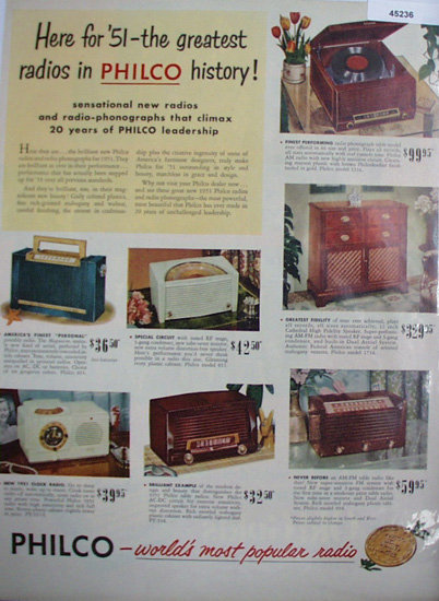 Philco Radio Phonograph 1950 Ad.