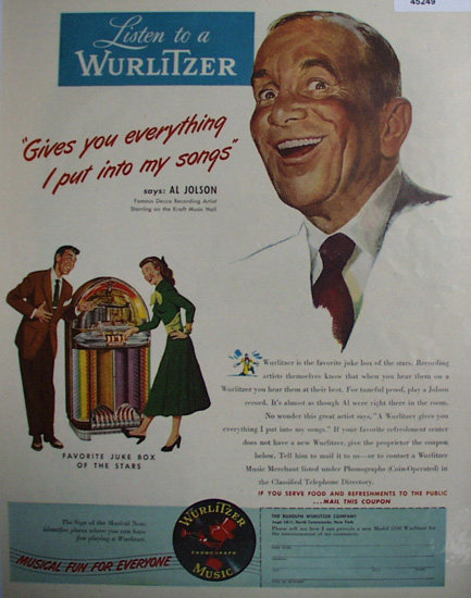 Wurlitzer Juke Box 1948 Ad.