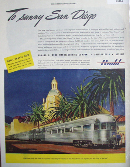 Budd San Diegan Train 1945 Ad