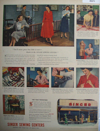 Singer Sewing Centers 1948 Ad.