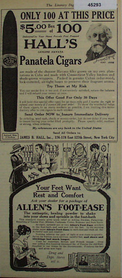 Halls Genuine Havana Panatela Cigar 1920 Ad