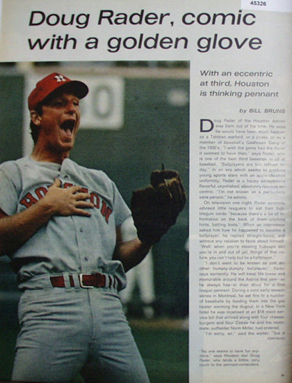 Doug Rader Houston Astros 1972 Article