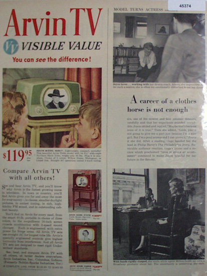Arvin TV 1950 Ad.