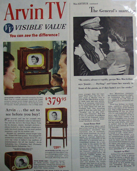 Arvin TV 1950 Ad