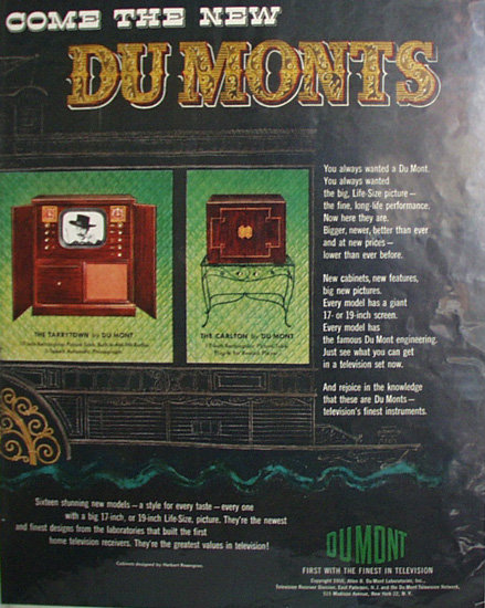 Du Mont Television 1950 Ad.