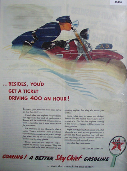 Texaco Sky Chief Gasoline 1944 Ad.