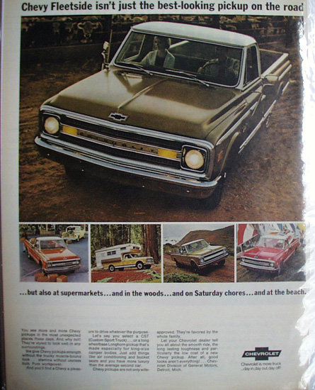 Chevrolet Fleetside Pickup 1969 Ad.