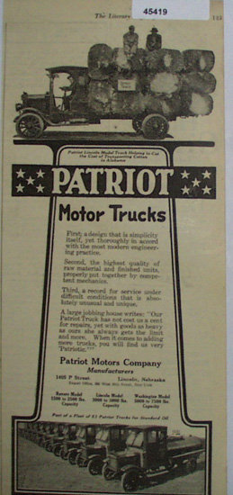 Patriot Motor Trucks 1920 Ad