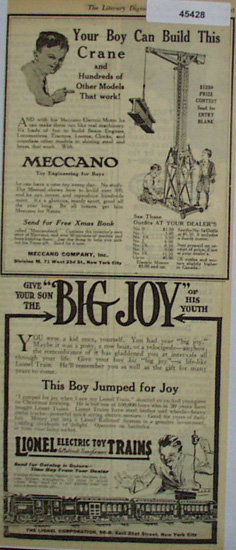 Lionel Electric Toy Trains 1920 Ad