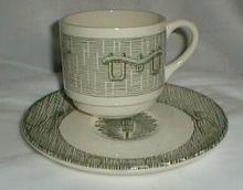 Scio Currier & Ives Green Cup & Saucer