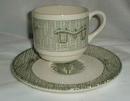 Scio Currier & Ives Green Cup & Saucer