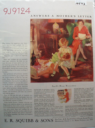 E R Squibb & Sons Mothers Letter Ad 1930