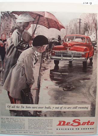 DeSoto Car Rain or Shine Ad 1945