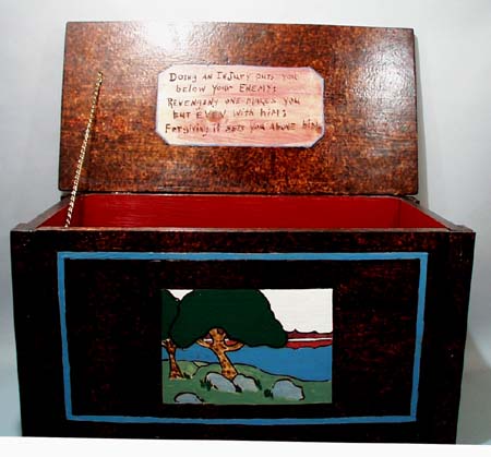 Arts and Crafts Movement Burned design chest